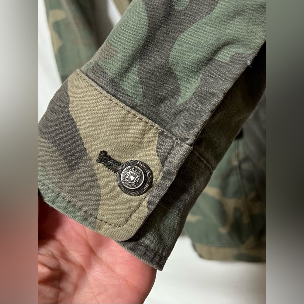 Free People Camo Oversized Utility Jean Jacket Military Style Casual Outdoor - Picture 8 of 16